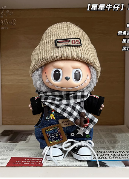 17 cm Labubu Macaron 1 sits on 2 generations Doll clothes