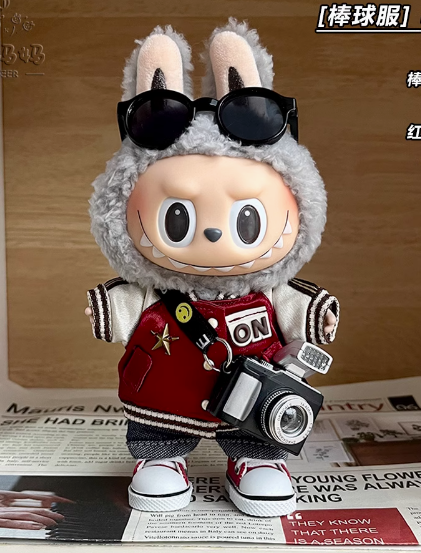 17 cm  Labubu Macaron 1 sits on 2 generations  Doll clothes