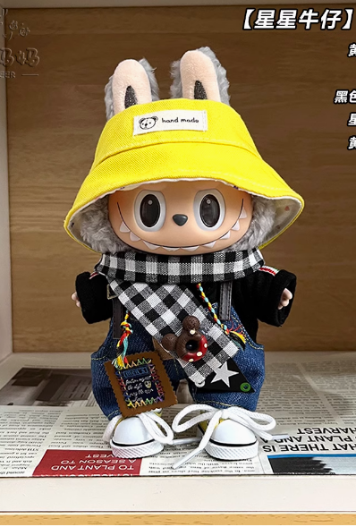 17 cm  Labubu Macaron 1 sits on 2 generations  Doll clothes