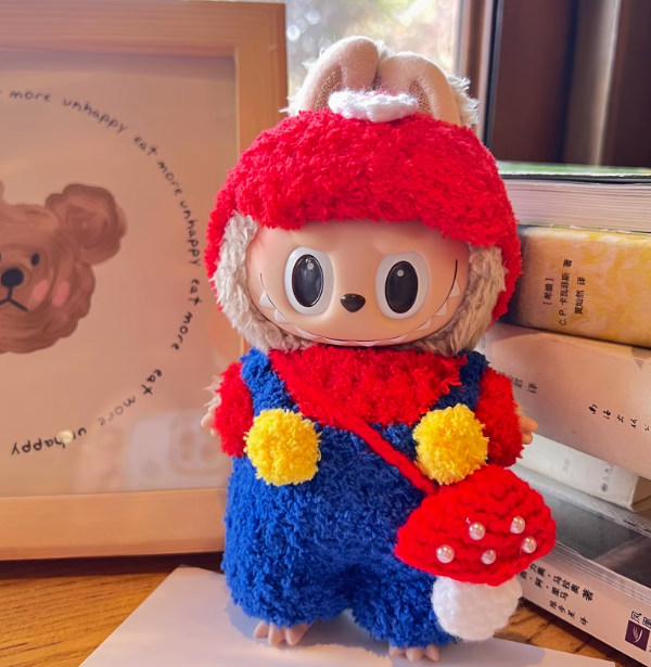 17 cm  Labubu Macaron 1 sits on 2 generations  Doll clothes