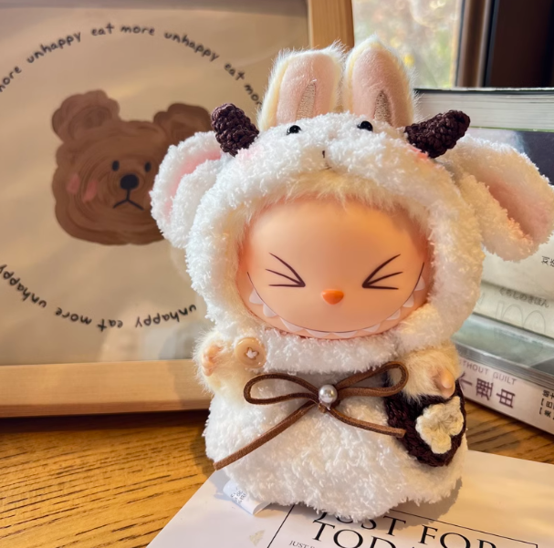 17 cm  Labubu Macaron 1 sits on 2 generations  Doll clothes