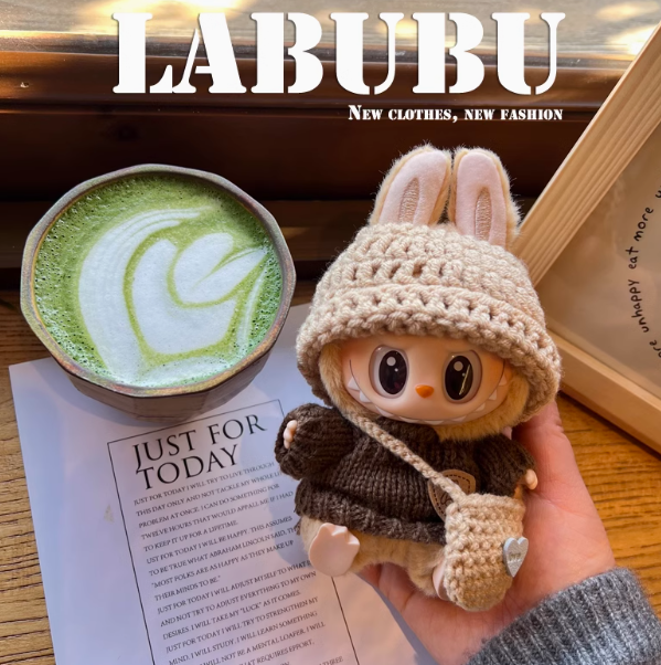 17 cm  Labubu Macaron 1 sits on 2 generations  Doll clothes